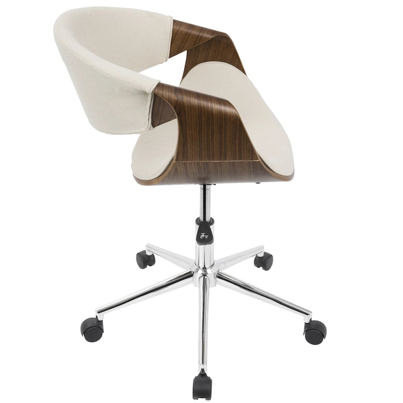 Mid-century Modern Walnut Wood Office Chair