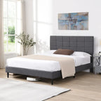 Platform Bed Frame with Fabric Upholstered Headboard