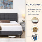 Platform Bed Frame with Fabric Upholstered Headboard