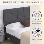 Platform Bed Frame with Fabric Upholstered Headboard