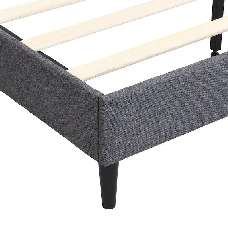 Platform Bed Frame with Fabric Upholstered Headboard