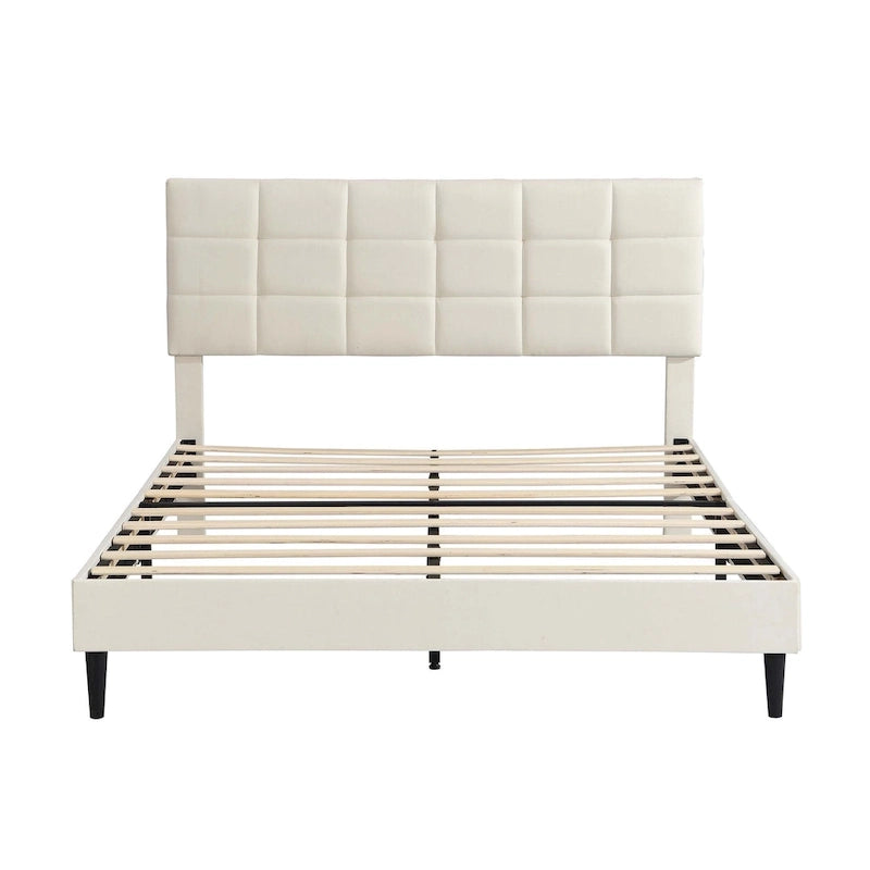 Platform Bed Frame with Fabric Upholstered Headboard
