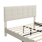 Platform Bed Frame with Fabric Upholstered Headboard