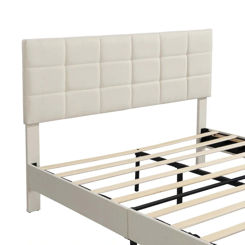 Platform Bed Frame with Fabric Upholstered Headboard