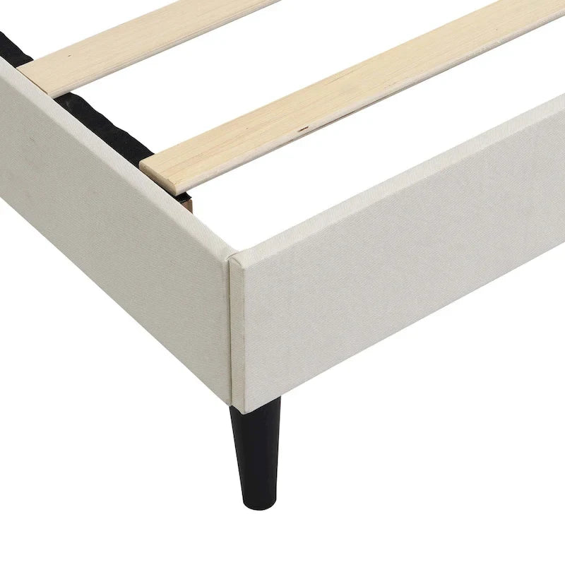 Platform Bed Frame with Fabric Upholstered Headboard