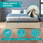 Linen Fabric Upholstered Platform Bed Frame with Storage Drawers and Wood Slat