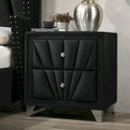 Glam Black Fabric Upholstered Nailhead 5-Piece Panel Bedroom Package
