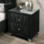 Glam Black Fabric Upholstered Nailhead 5-Piece Panel Bedroom Package