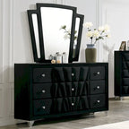 Glam Black Fabric Upholstered Nailhead 5-Piece Panel Bedroom Package