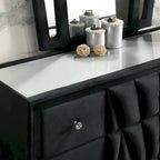 Glam Black Fabric Upholstered Nailhead 5-Piece Panel Bedroom Package