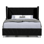 Glam Black Fabric Upholstered Nailhead 5-Piece Panel Bedroom Package