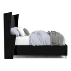 Glam Black Fabric Upholstered Nailhead 5-Piece Panel Bedroom Package