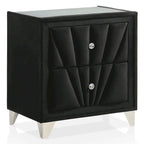 Glam Black Fabric Upholstered Nailhead 5-Piece Panel Bedroom Package