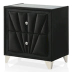 Glam Black Fabric Upholstered Nailhead 5-Piece Panel Bedroom Package