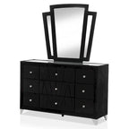 Glam Black Fabric Upholstered Nailhead 5-Piece Panel Bedroom Package
