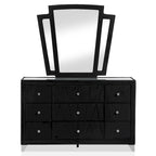 Glam Black Fabric Upholstered Nailhead 5-Piece Panel Bedroom Package