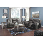 Contemporary Power Reclining Sofa with Adjustable Headrest, Midnight