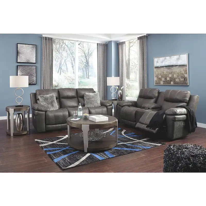 Contemporary Power Reclining Sofa with Adjustable Headrest, Midnight