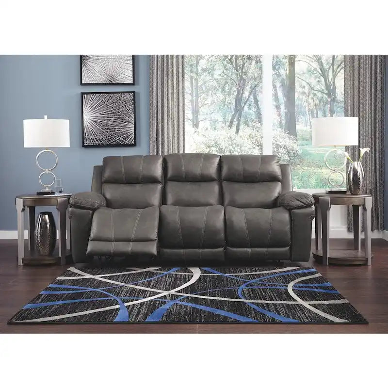 Contemporary Power Reclining Sofa with Adjustable Headrest, Midnight