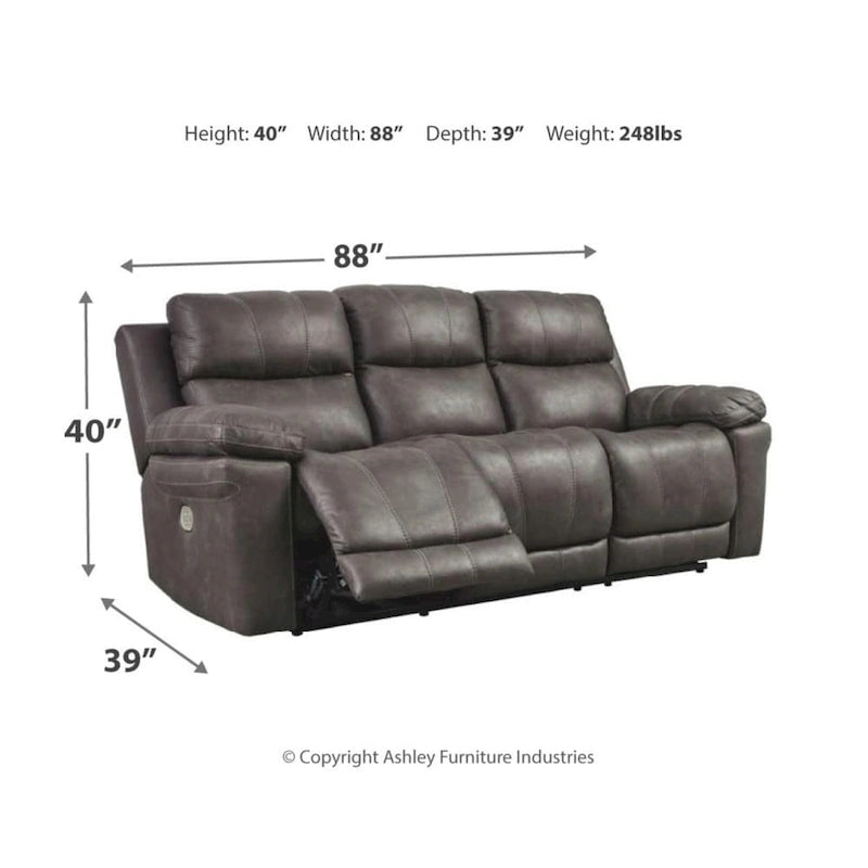 Contemporary Power Reclining Sofa with Adjustable Headrest, Midnight
