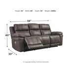 Contemporary Power Reclining Sofa with Adjustable Headrest, Midnight