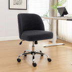 Sherpa Fabric Armless Office Chair with Steel Roller Casters