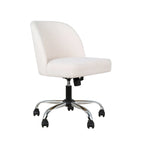 Sherpa Fabric Armless Office Chair with Steel Roller Casters