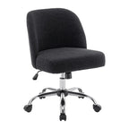 Sherpa Fabric Armless Office Chair with Steel Roller Casters