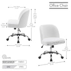 Sherpa Fabric Armless Office Chair with Steel Roller Casters