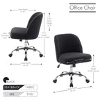 Sherpa Fabric Armless Office Chair with Steel Roller Casters