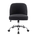 Sherpa Fabric Armless Office Chair with Steel Roller Casters
