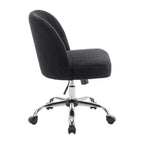 Sherpa Fabric Armless Office Chair with Steel Roller Casters
