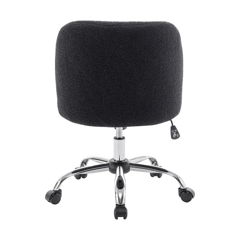 Sherpa Fabric Armless Office Chair with Steel Roller Casters