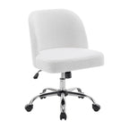 Sherpa Fabric Armless Office Chair with Steel Roller Casters