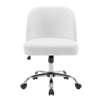 Sherpa Fabric Armless Office Chair with Steel Roller Casters