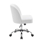 Sherpa Fabric Armless Office Chair with Steel Roller Casters