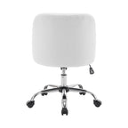 Sherpa Fabric Armless Office Chair with Steel Roller Casters