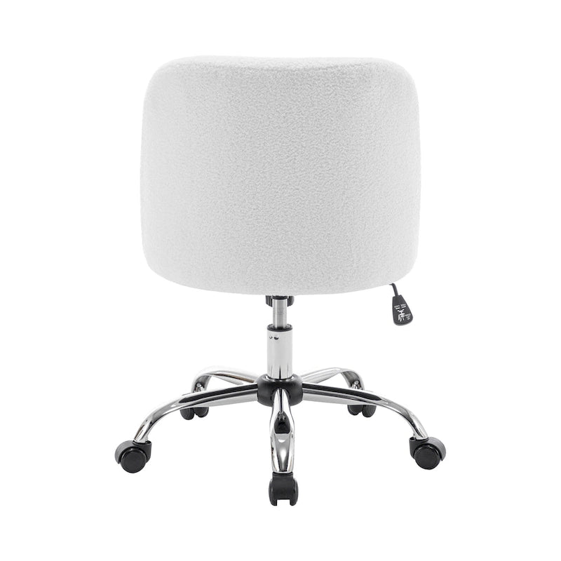 Sherpa Fabric Armless Office Chair with Steel Roller Casters