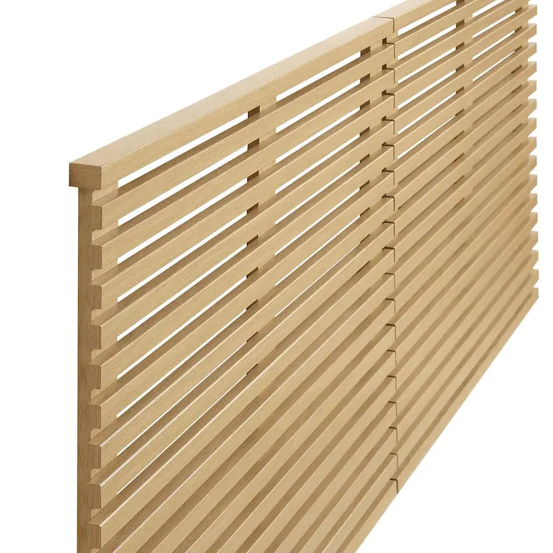 Wall Mount King Headboard with Wood Grain Slatted Detail