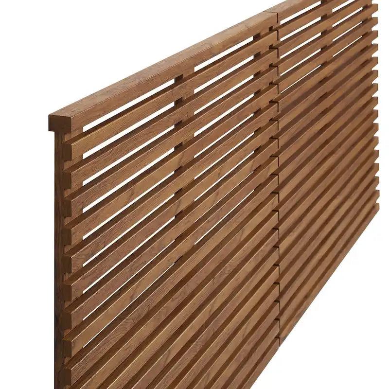 Wall Mount King Headboard with Wood Grain Slatted Detail