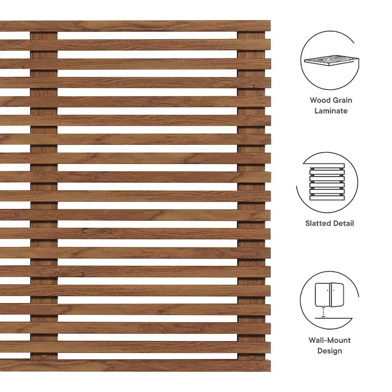 Wall Mount King Headboard with Wood Grain Slatted Detail