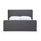 California King Size Platform Bed, Velvet Upholstered, Charcoal Gray