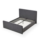 California King Size Platform Bed, Velvet Upholstered, Charcoal Gray