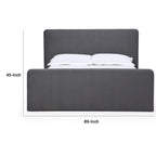 California King Size Platform Bed, Velvet Upholstered, Charcoal Gray