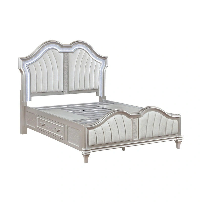 Silver Oak and Ivory 5-piece Storage Bed