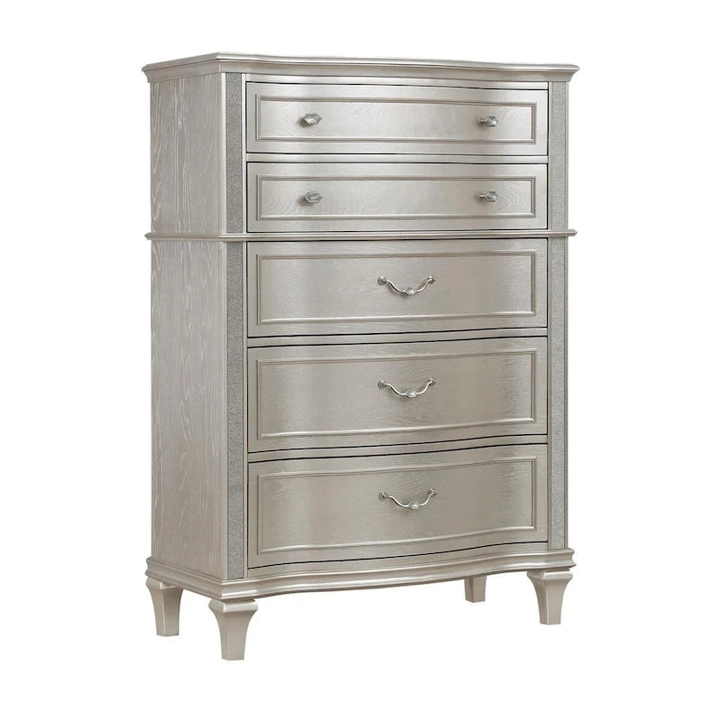 Silver Oak and Ivory 5-piece Storage Bed