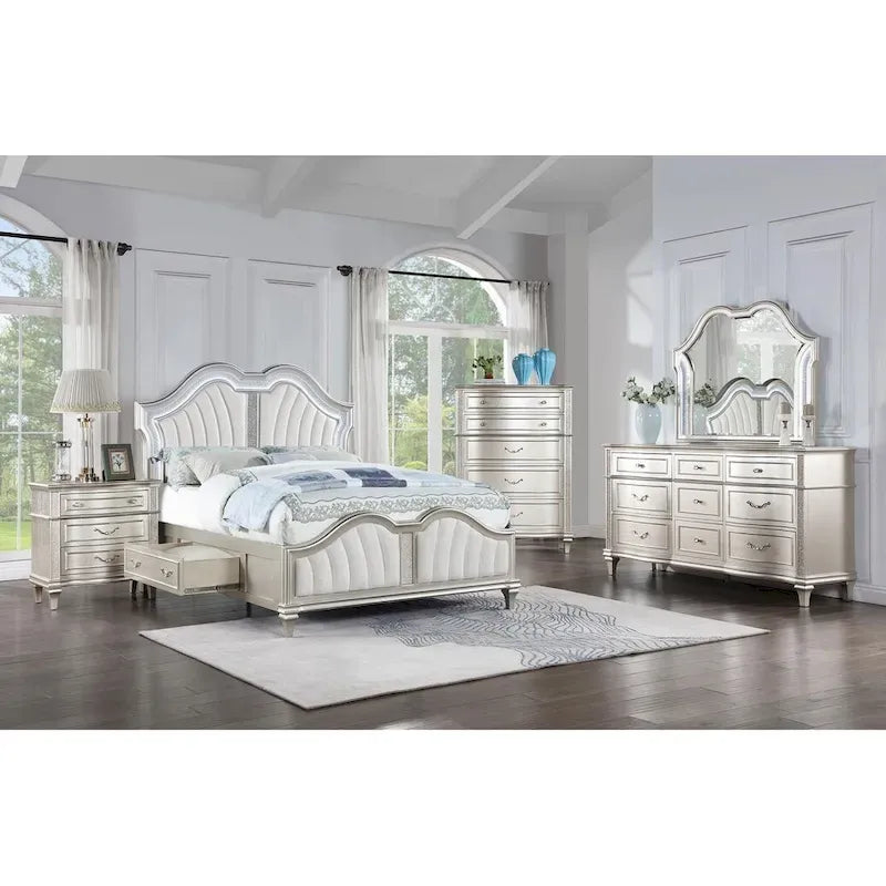 Silver Oak and Ivory 5-piece Storage Bed