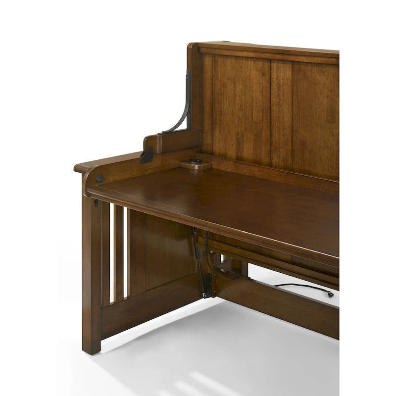 Artisan Desk Bed with USB Ports and AC Outlet, Black Walnut