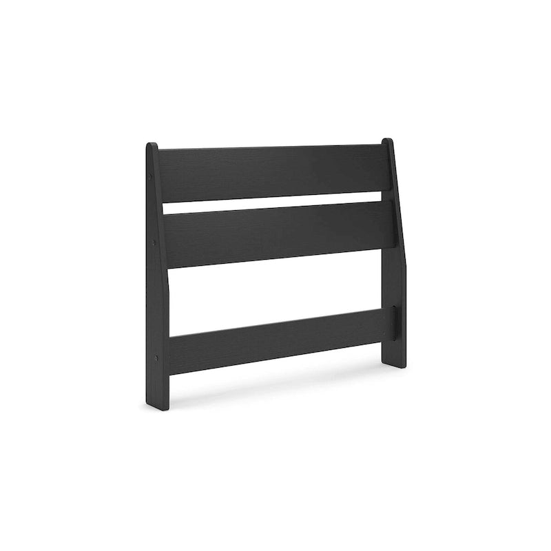 Black Panel Headboard with Dresser and Nightstand