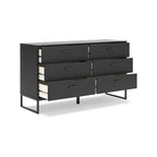 Black Panel Headboard with Dresser and Nightstand